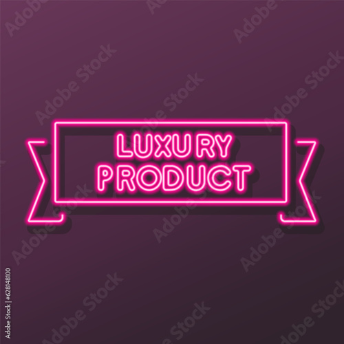 brand exclusivity neon sign, modern glowing banner design, colorful modern design trends on black background. Vector illustration.