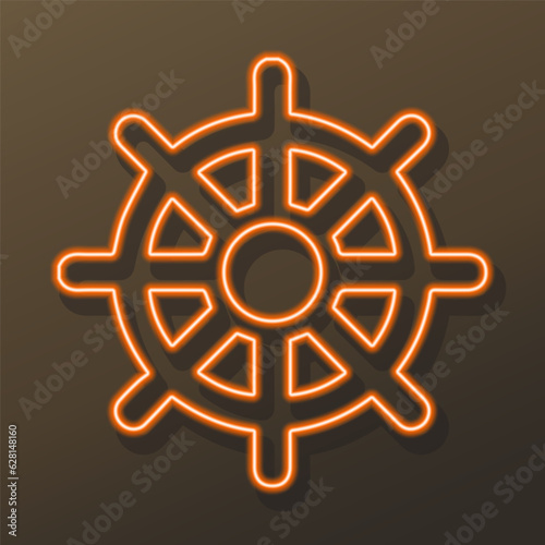 Buddhism neon sign, modern glowing banner design, colorful modern design trends on black background. Vector illustration.