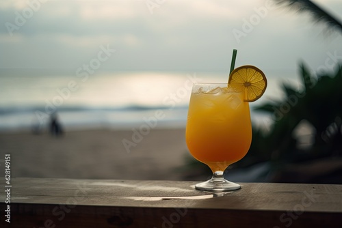 Coctail drinks at bar and on the beach