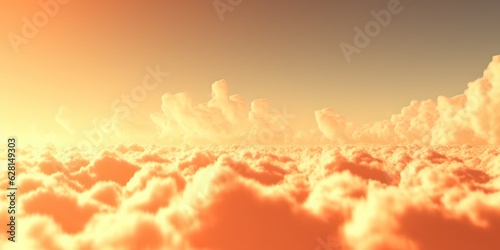 AI Generated. AI Generative. Sky clouds air drone view yellow orange color background landscape. Adventure trip travel outdoor fly. Graphic Art