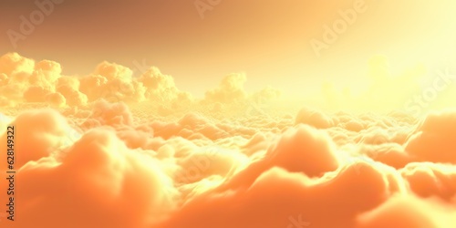 AI Generated. AI Generative. Sky clouds air drone view yellow orange color background landscape. Adventure trip travel outdoor fly. Graphic Art