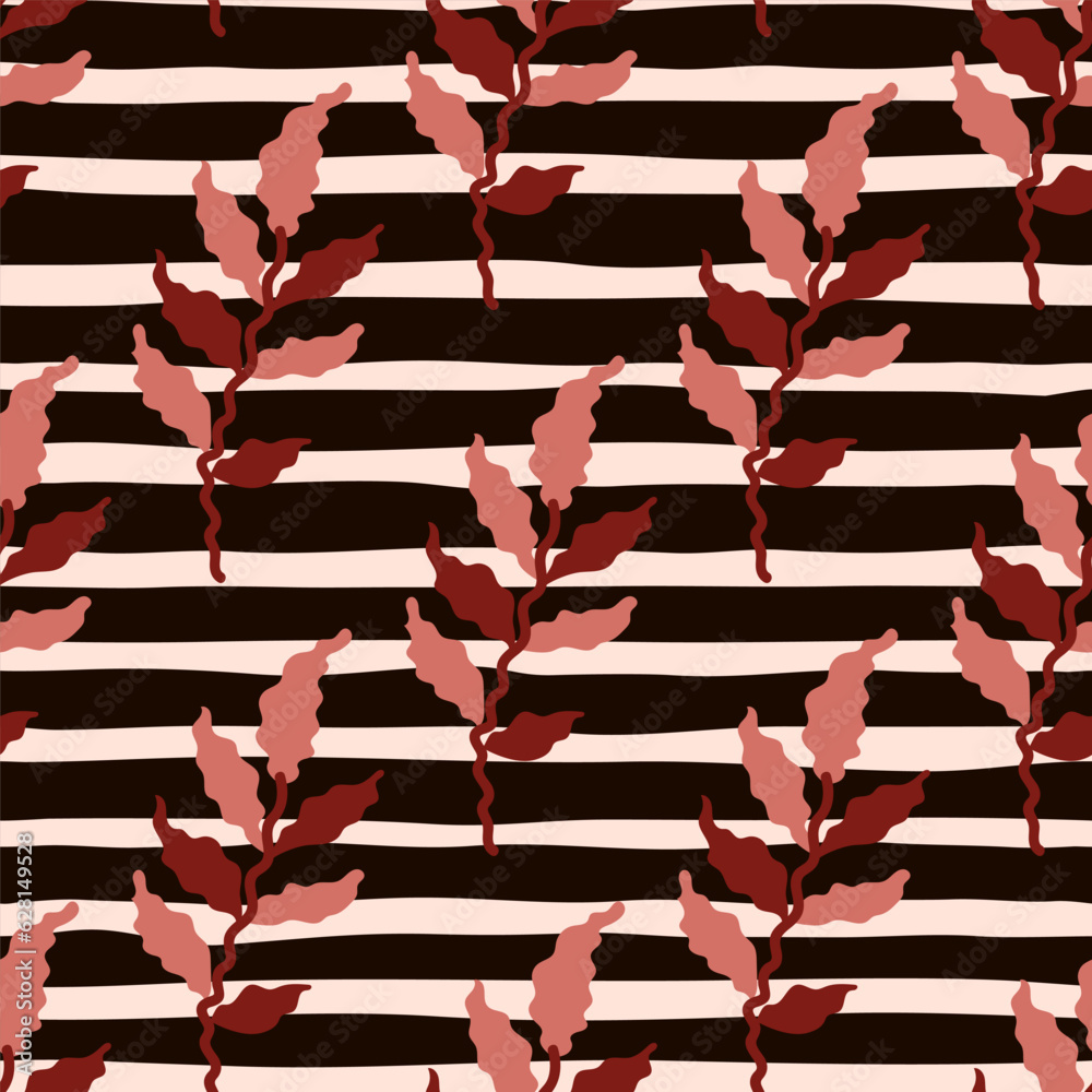 Naklejka premium Organic leaves seamless pattern. Simple style. Botanical background. Decorative forest leaf wallpaper.
