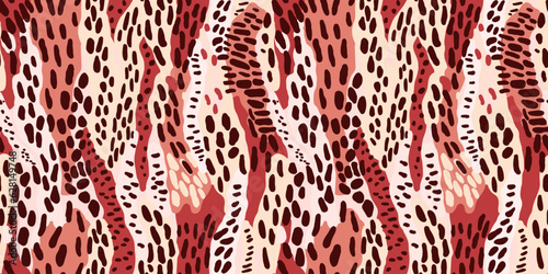 Creative abstract textured leopard skin seamless pattern. Trendy animal fur wallpaper. Wild african cats camouflage background.