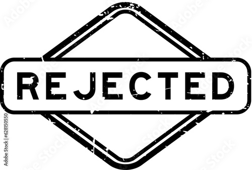 Grunge black rejected word rubber seal stamp on white background