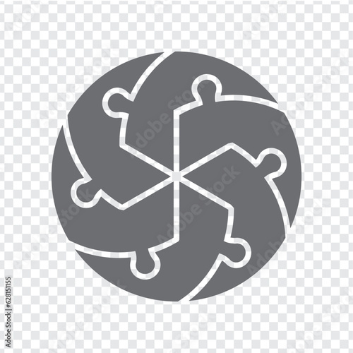 Simple icon circle puzzle in gray. Simple icon puzzle of the six elements  on transparent background for your web site design, app, UI. EPS10.