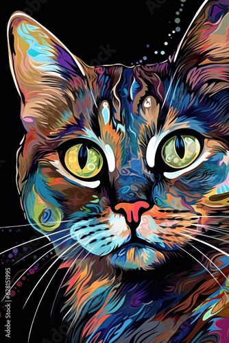Burmilla cat psychedelic look. Generative AI © Razvan