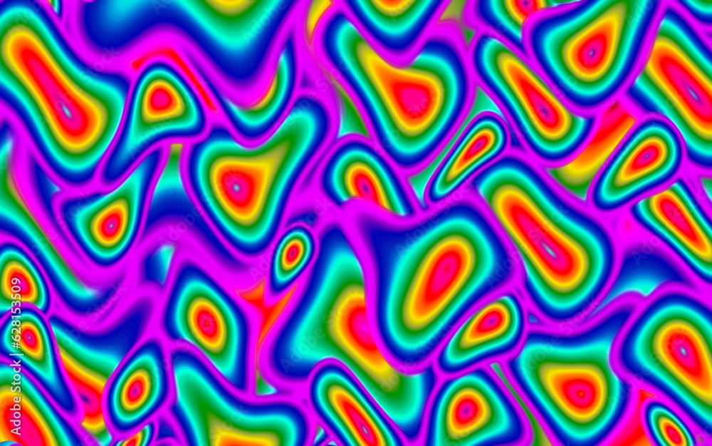 Illustration of Colorful Seamless 3D Chaotic Twisted Pattern for Abstract Background