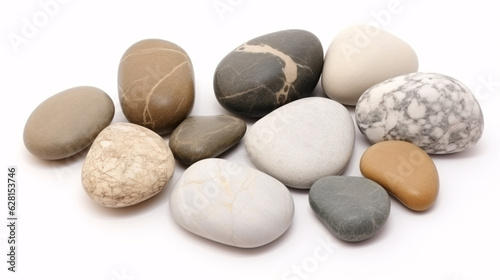 Set of stones or rocks isolated on White background.