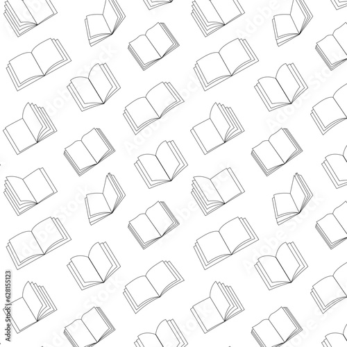 Seamless pattern with hand drawn books. For wallpaper, textile, wrapping paper background, science. Books in doodle style, minimalism, monochrome, sketch. Vector illustration