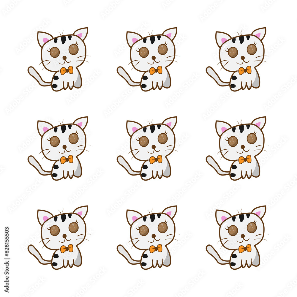 set of cute cartoon cats set of cute cartoon cats