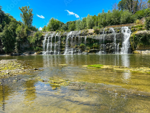 Summer view of a big Cascata del Sasso in the Marche region  Italy