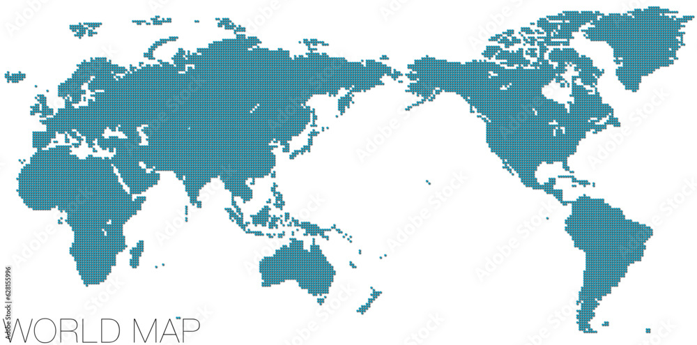 ドットの世界地図 アジア中心 影付き_01