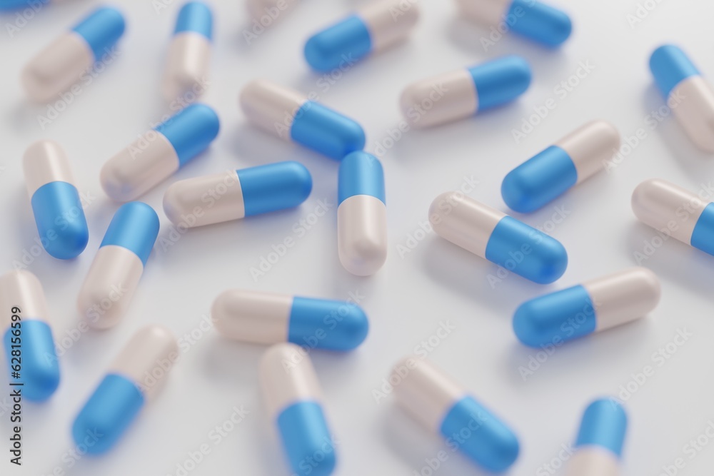 blue and white pills