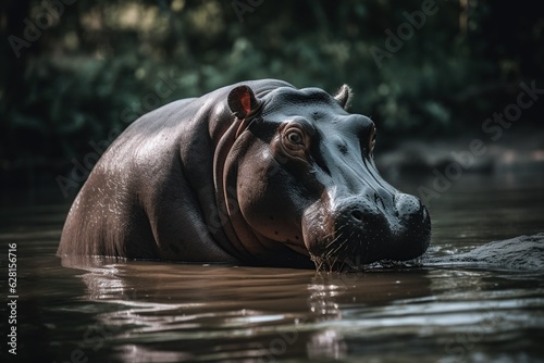 Hippo in the river photography