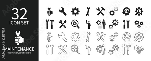 Icon set related to maintenance and systems