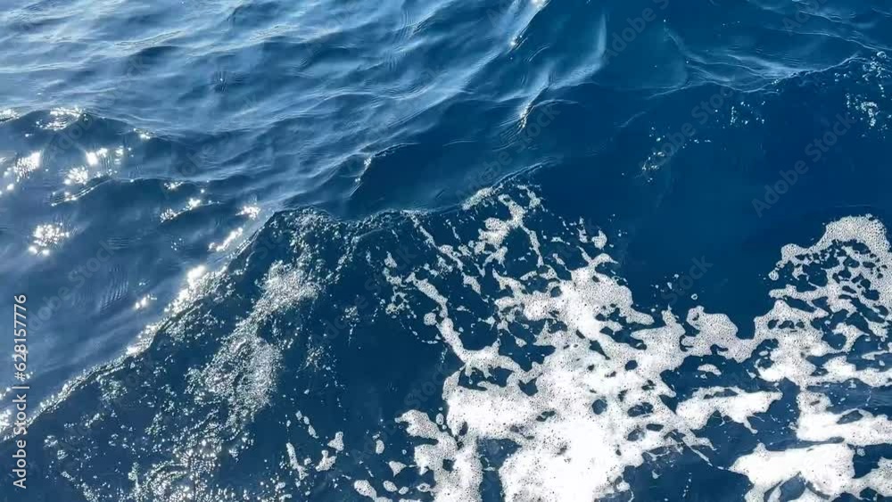 Beautiful view on the moving blue sea.  Moving sea waves