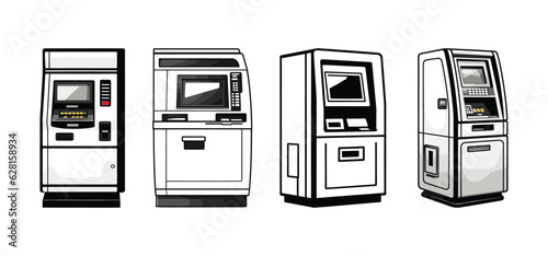 Set of ATM machine icon, banking concept, vector