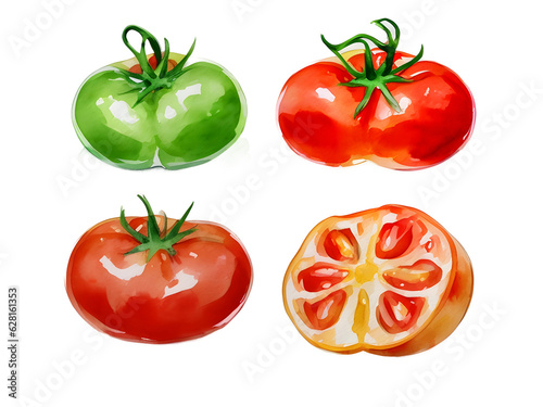 watercolor tomato illustration isolated no background
