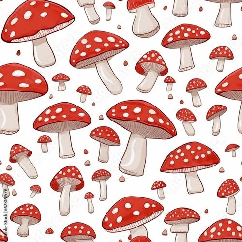 Mushroom seamless pattern