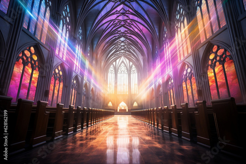 Rainbow Illumination: Stained Glass Shines on Grand Cathedral