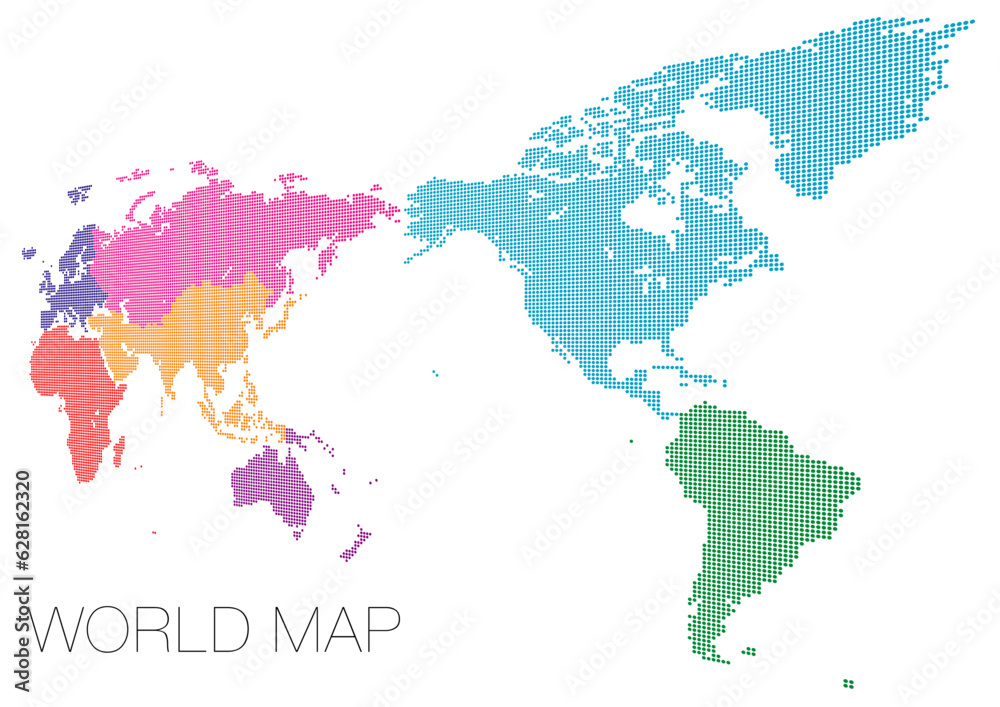 Naklejka premium ドットの世界地図 アジア中心で地域分け_04