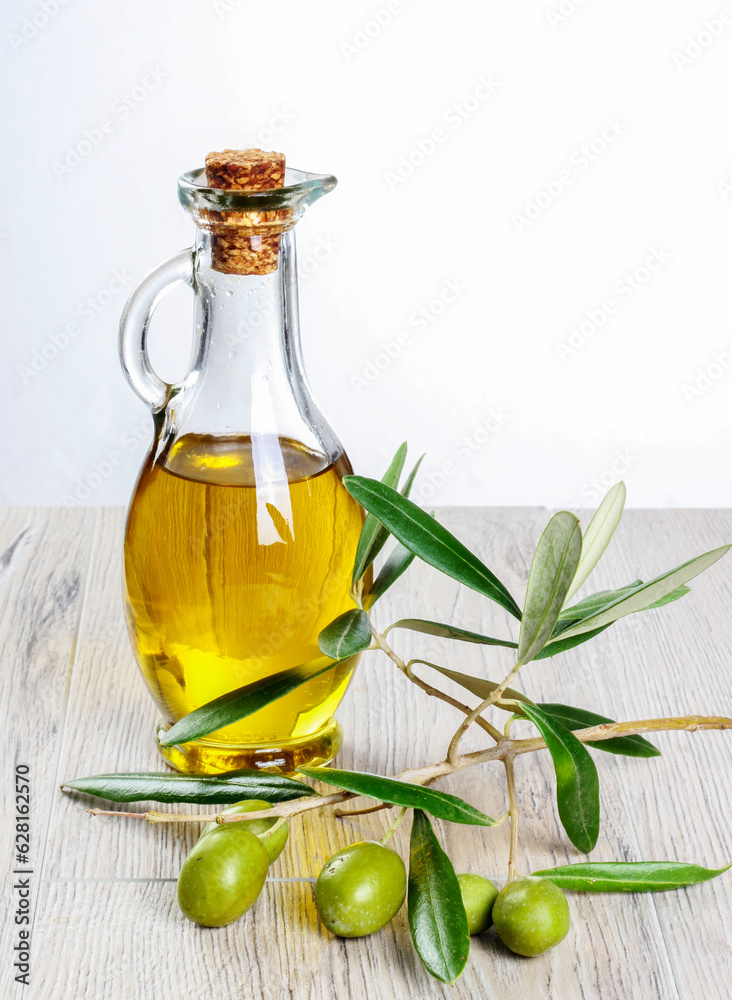 Green fresh olive and olive oil isolated. Green fresh olive and olive oil isolated.