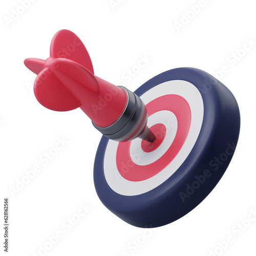 Dart and target, sport and success business, 3d art