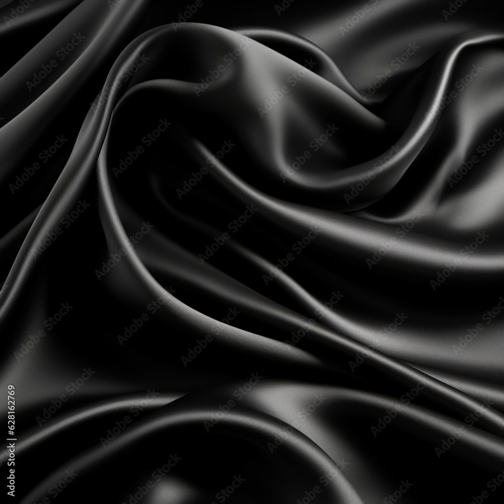 Fototapeta premium Black silk and satin fabric, black silk background, desktop wallpaper, designer background, black satin background