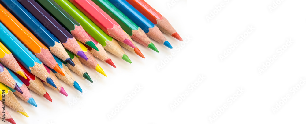 Colorful pencils isolated on the white background