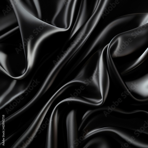 Black silk and satin fabric, black silk background, desktop wallpaper, designer background, black satin background 