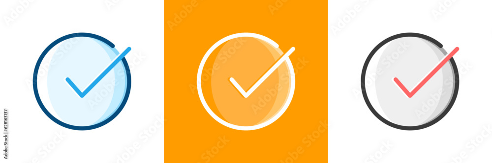 Validation icon in three colors. 768 x 768 pixel perfect scalable to 384px, 192px, 96px, 48px etc... Outline editable vector stroke Validation icon in three colors. 768 x 768 pixel perfect scalable to 384px, 192px, 96px, 48px etc... Outline editable vector stroke