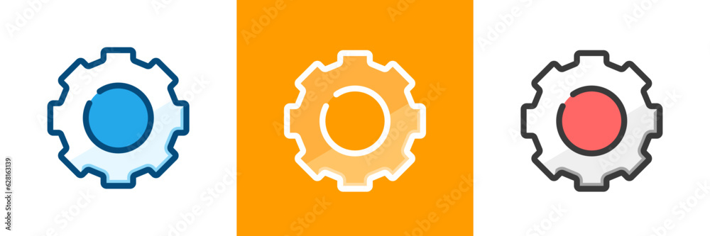 Settings icon in three colors. 768 x 768 pixel perfect scalable to 384px, 192px, 96px, 48px etc... Outline editable vector stroke Settings icon in three colors. 768 x 768 pixel perfect scalable to 384px, 192px, 96px, 48px etc... Outline editable vector stroke