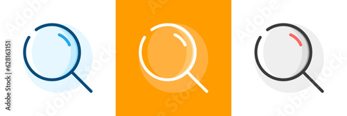 Search icon in three colors. 768 x 768 pixel perfect scalable to 384px, 192px, 96px, 48px etc... Outline editable vector stroke