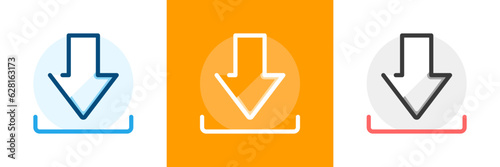 Download icon in three colors. 768 x 768 pixel perfect scalable to 384px, 192px, 96px, 48px etc... Outline editable vector stroke