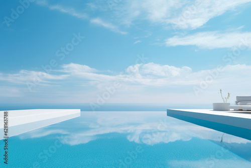 An infinity pool on a bright summer day. High quality photo