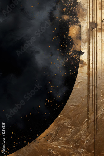 abstract black background with gold touch, minimal, rich, high-end art. 