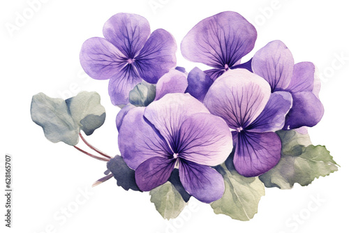 Violet flowers hand draw retro illustration
