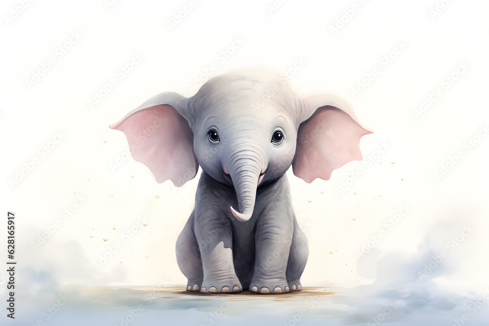 Gentle Giant: Cute Baby Elephant Illustration, perfect for kids, childeren, poster, card, decor and more.