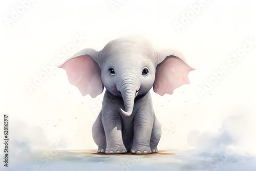 Gentle Giant: Cute Baby Elephant Illustration, perfect for kids, childeren, poster, card, decor and more.