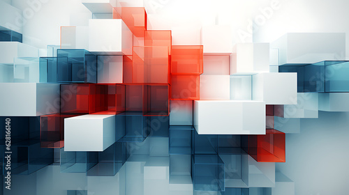 Fototapeta Naklejka Na Ścianę i Meble -  Abstract Minimalist Wallpaper: Simple Backgrounds with Crazy Structures, blue and red colors. 