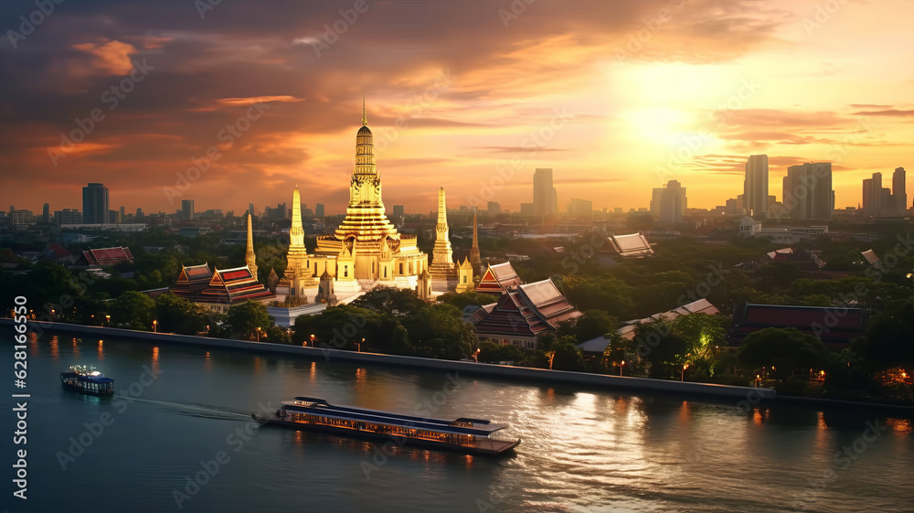 Create the emerald Buddha view, on River in Bangkok, wide angle, impressive , inspire, s400