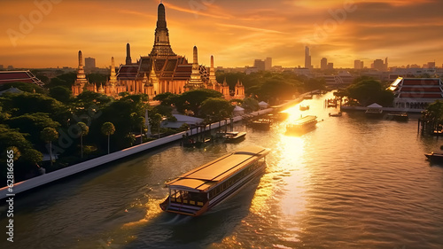 Create the emerald Buddha view, on River in Bangkok, wide angle, impressive , inspire, s400 photo