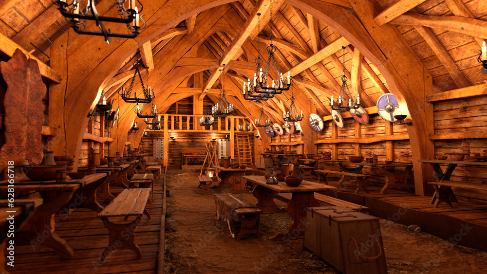 3D Rendering Viking Long House