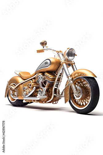 Golden rich motorcycle isolated on a white background. © LiezDesign