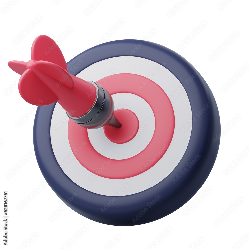 Dart and target, sport and success business, 3d art