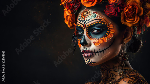 Mexican woman dressed for the Day of the Dead celebration