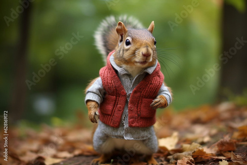 squirrel wearing cute clothes