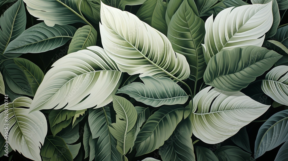 custom made wallpaper toronto digitalGreen leaves, generative ai