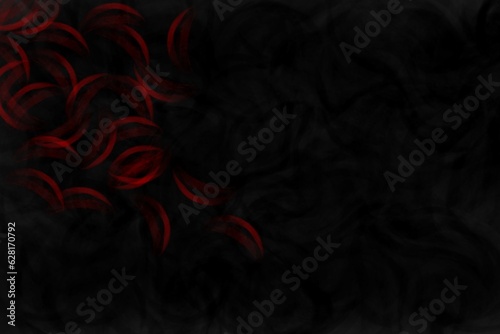 Black background with red smudges reminiscent of sparks from a fire, grunge style