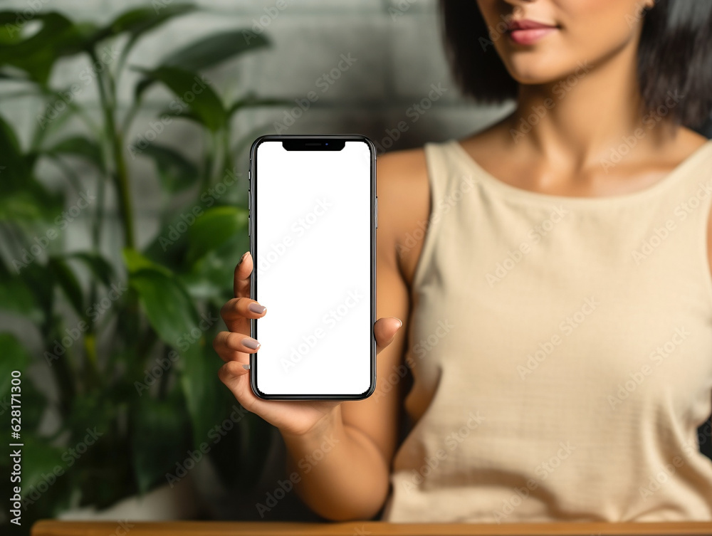 person holding smartphone (mockup)